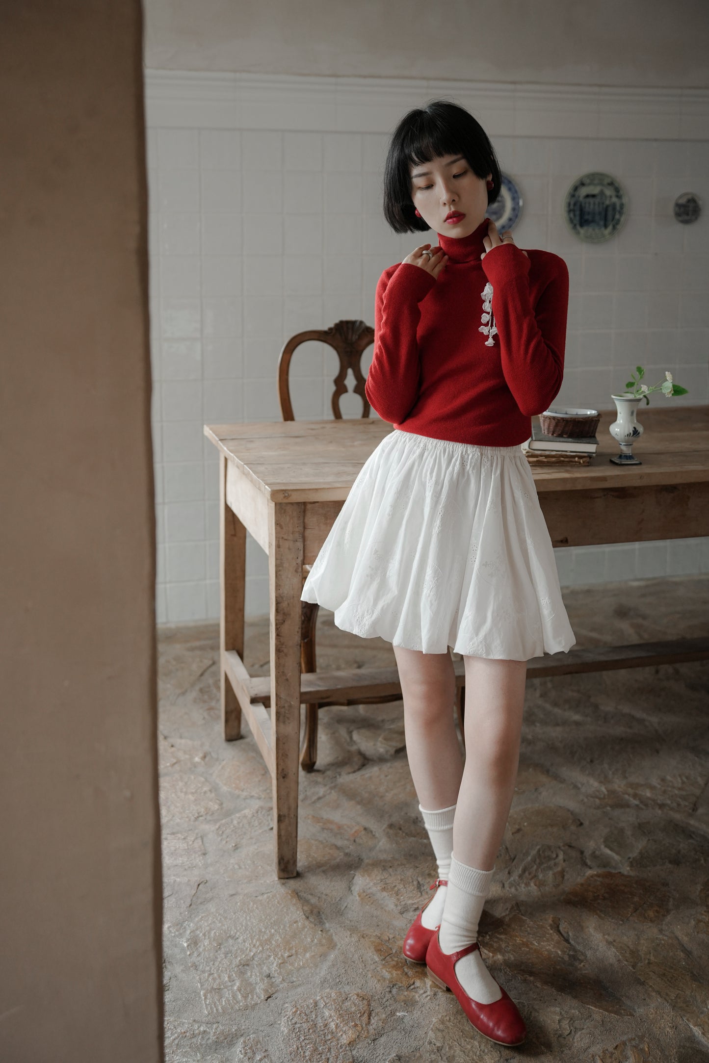 白い花ブローチ•SP19