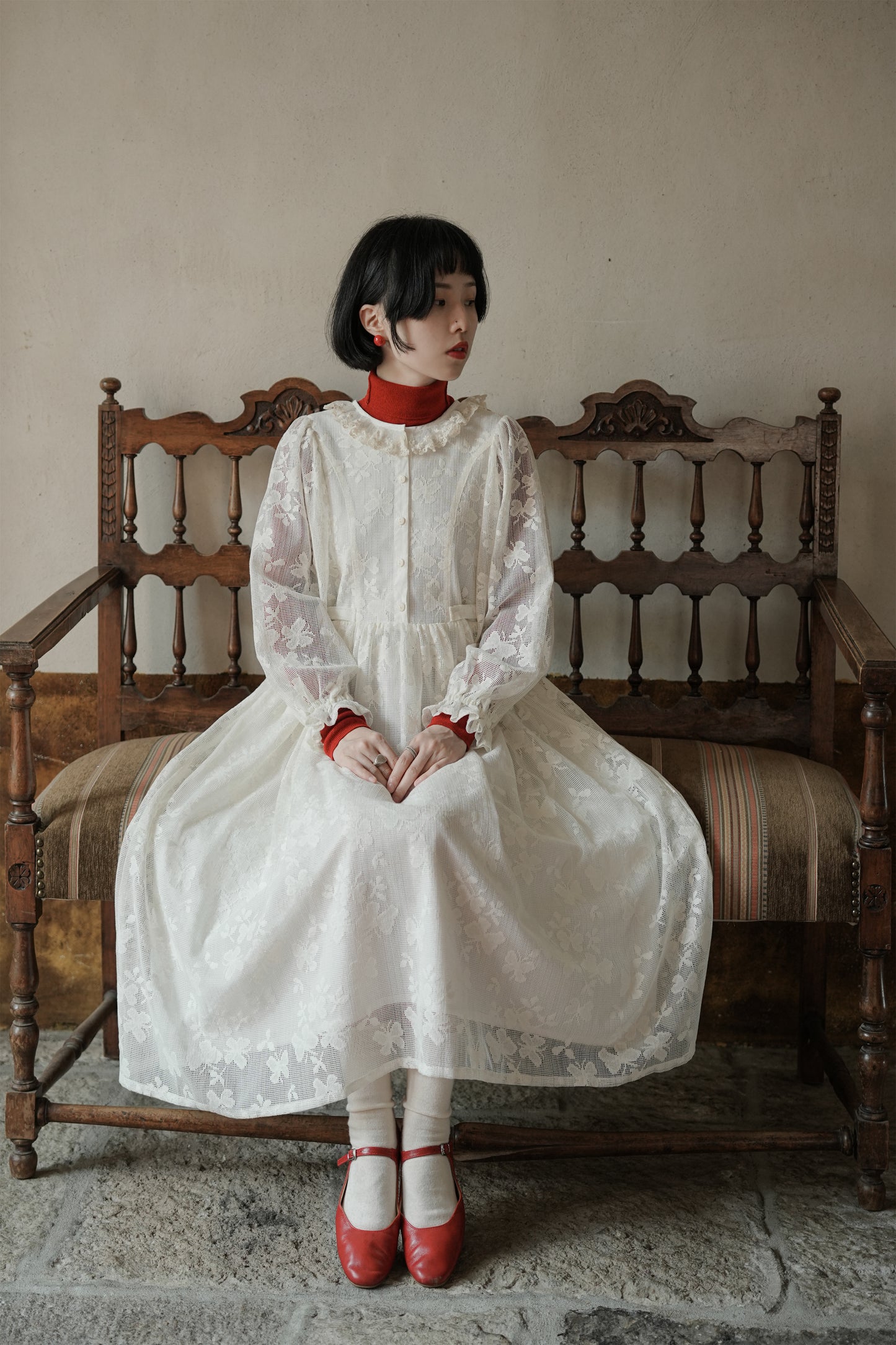 ワンピース·6128250501と赤いウールニット·7288250565