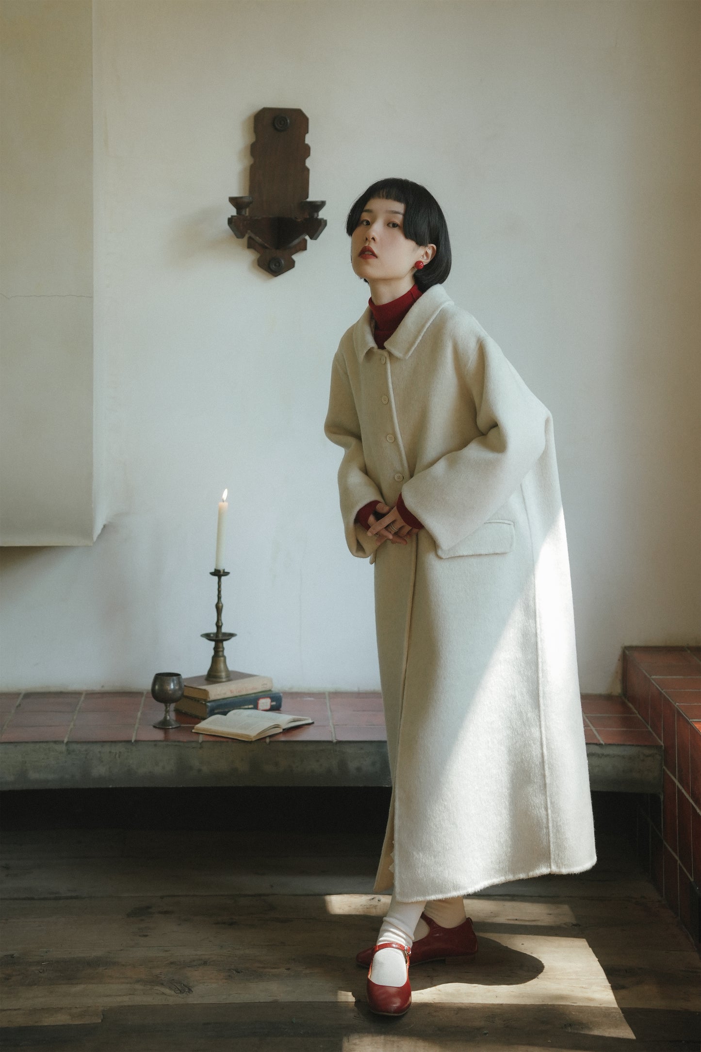 ウールコート•9763251105とノースリーブワンピース•7888250910と赤いウールニット·7288250565(11月下旬発送予定)